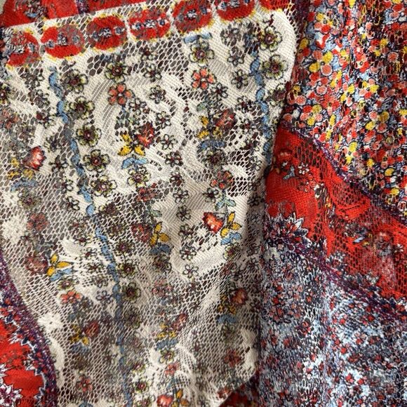 Fig and Flower Top Womens 3X Plus Floral Sheer Button Up Tunic Boho Tropical - Picture 11 of 16